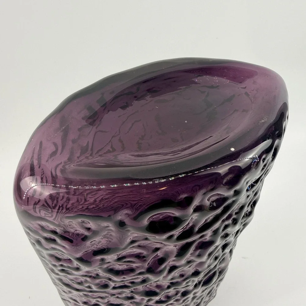 Blenko 6731 Plum Textured Art Glass Vase Joel Philip Myers Purple MCM